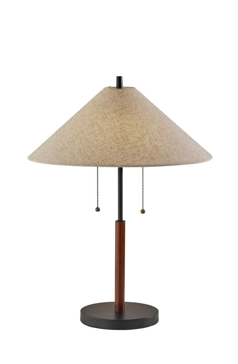 Adesso Home 5183-15 Two Light Table Lamp, Black & Walnut Wood