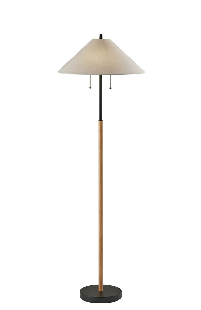 Adesso Home 5184-12 Two Light Floor Lamp, Black & Natural Wood