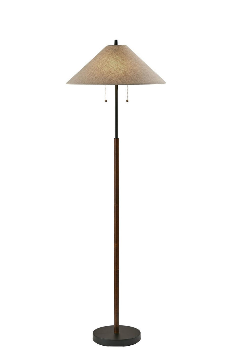 Adesso Home 5184-15 Two Light Floor Lamp, Black & Walnut Wood