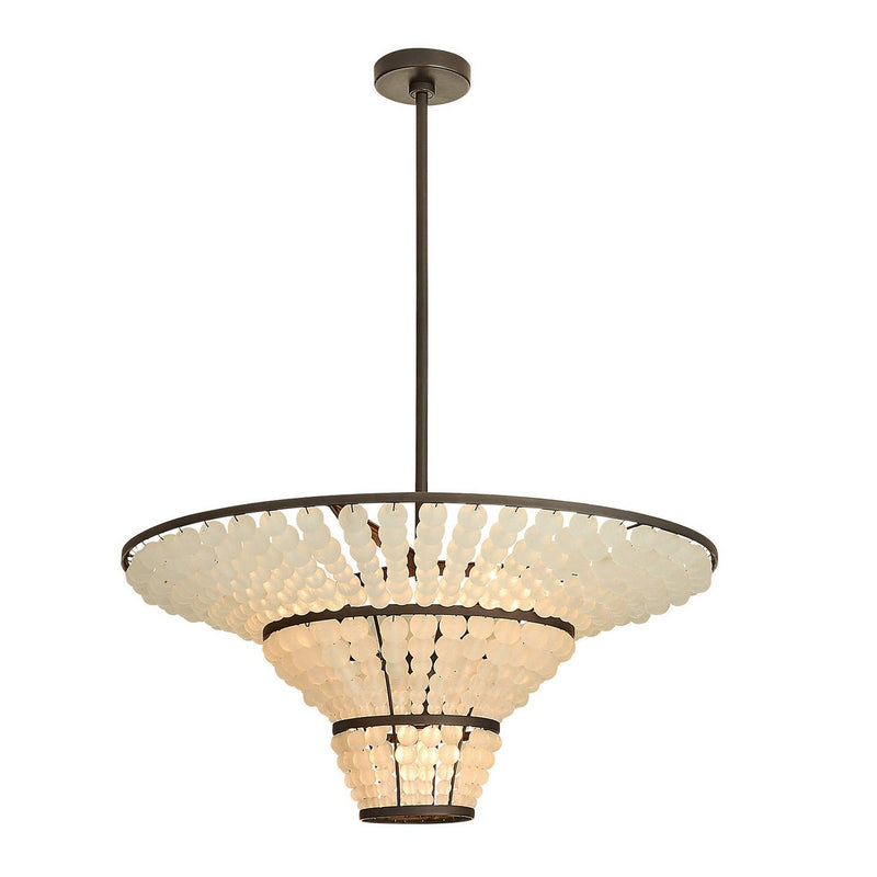 Arteriors DMI29 Four Light Chandelier, Bronze/Organic Frosted