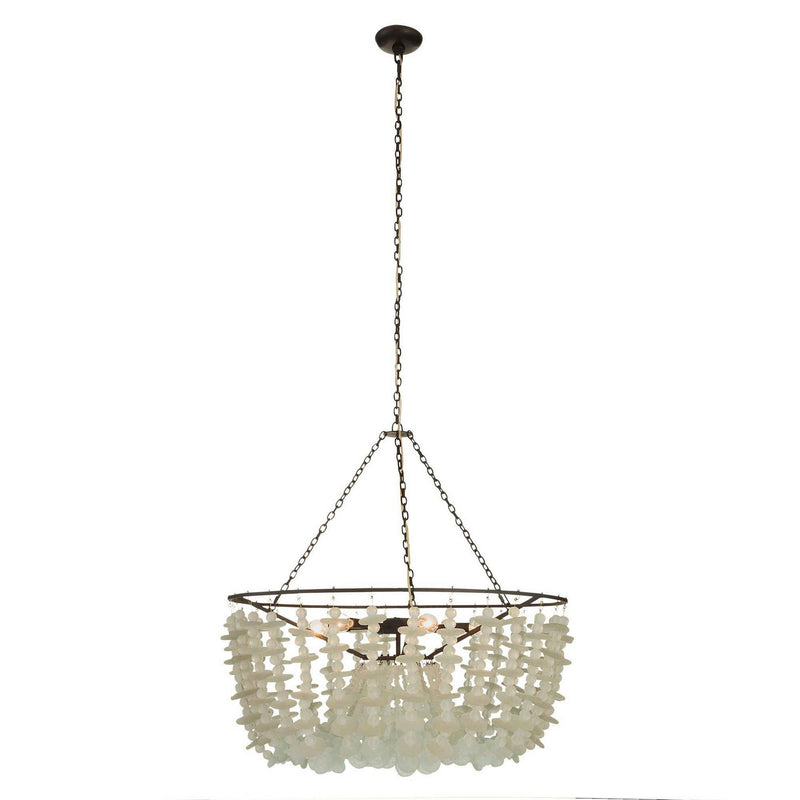 Arteriors DMI33 Six Light Chandelier, Organic Frosted/Bronze