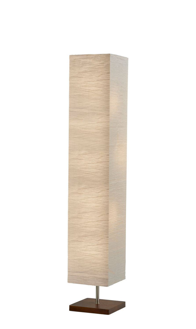 Adesso Home 8022-15 Three Light Floorchiere, Brushed Steel W. Walnut Rubberwood