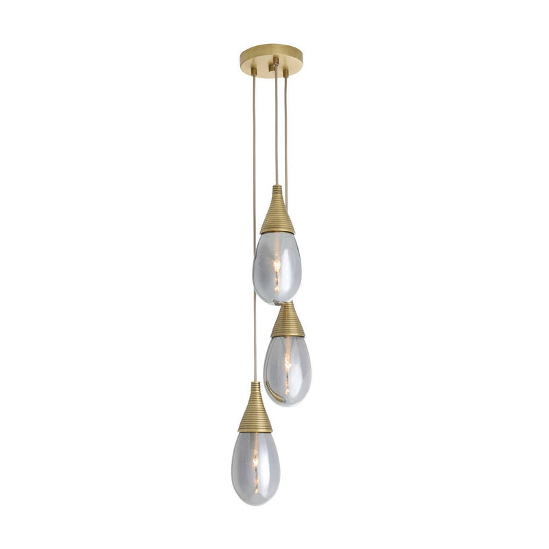 Arteriors DPC35 Three Light Chandelier, Smoke Luster/Antique Brass