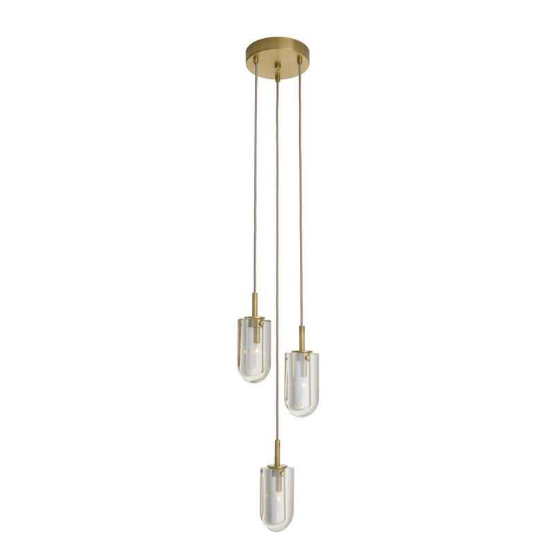Arteriors DPC29 Three Light Chandelier, Champagne/Antique Brass