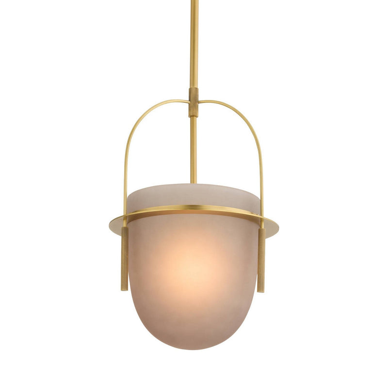 Arteriors DPC37 One Light Pendant, Frosted Smoke/Antique Brass
