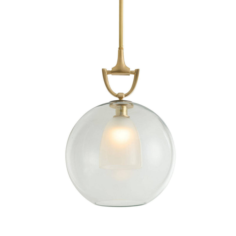 Arteriors DPI15 One Light Pendant, Clear/Antique Brass