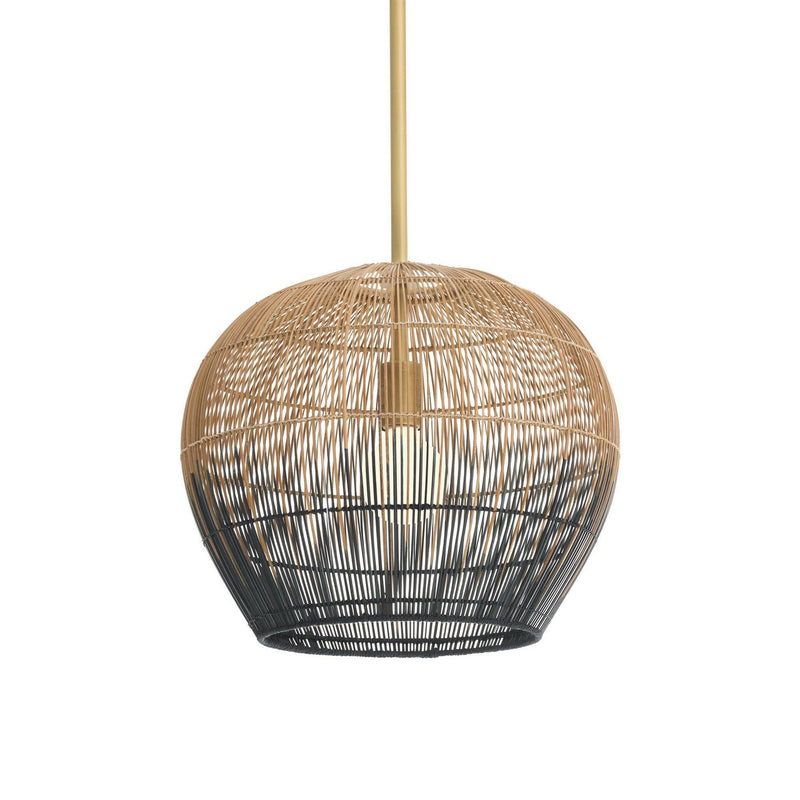 Arteriors DPS09 One Light Pendant, Natural and Black/Antique Brass