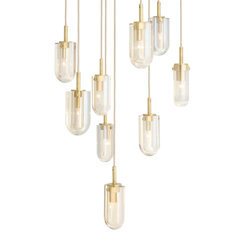 Arteriors DSC15 Nine Light Chandelier, Champagne/Antique Brass