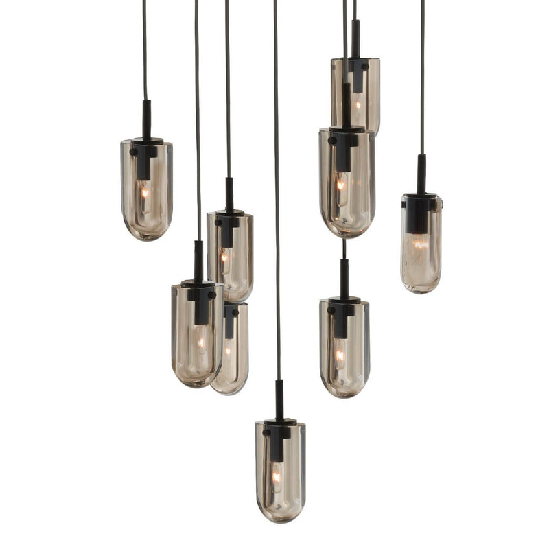 Arteriors DSC16 Nine Light Chandelier, Smoke/English Bronze