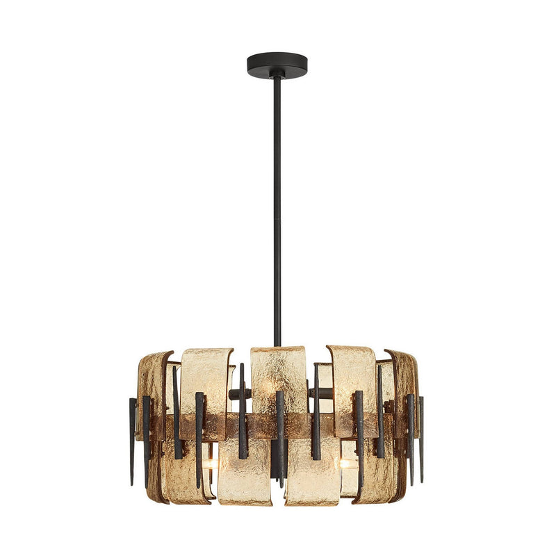 Arteriors DSI15 Six Light Chandelier, Smoke/Blackened Iron