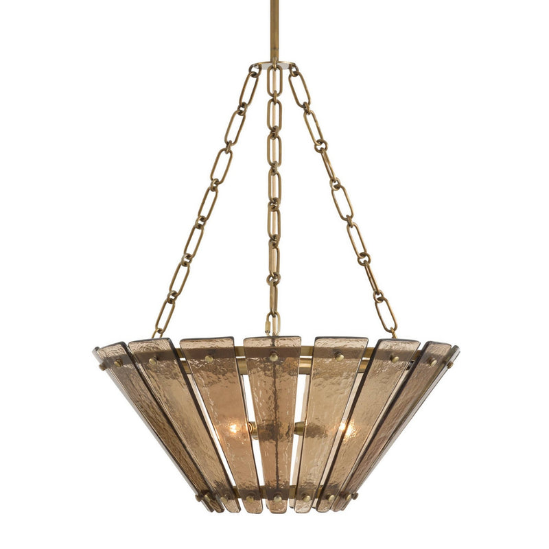 Arteriors DSI16 Three Light Chandelier, Smoke/Antique Brass