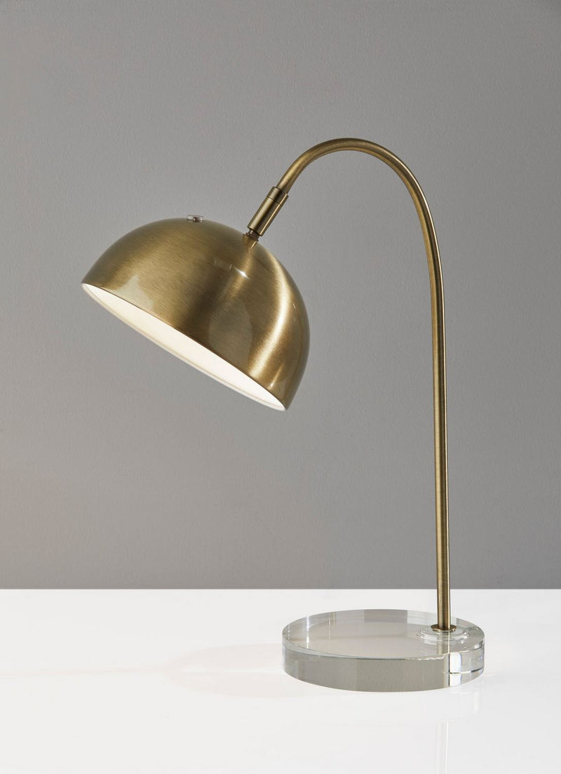 Adesso Home AF48791BRS Table Lamp, Antique Brass W/Clear Glass