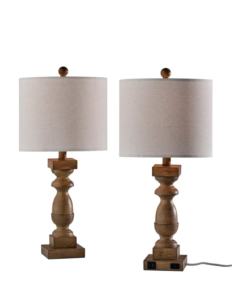 Adesso Home SL0377-15 2 Pc Table Lamp Pack, Natural Finsh With Linen