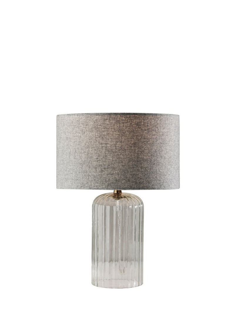Adesso Home SL3715-03 Table Lamp, Clear Ribbed Glass W. Antique Brass Neck