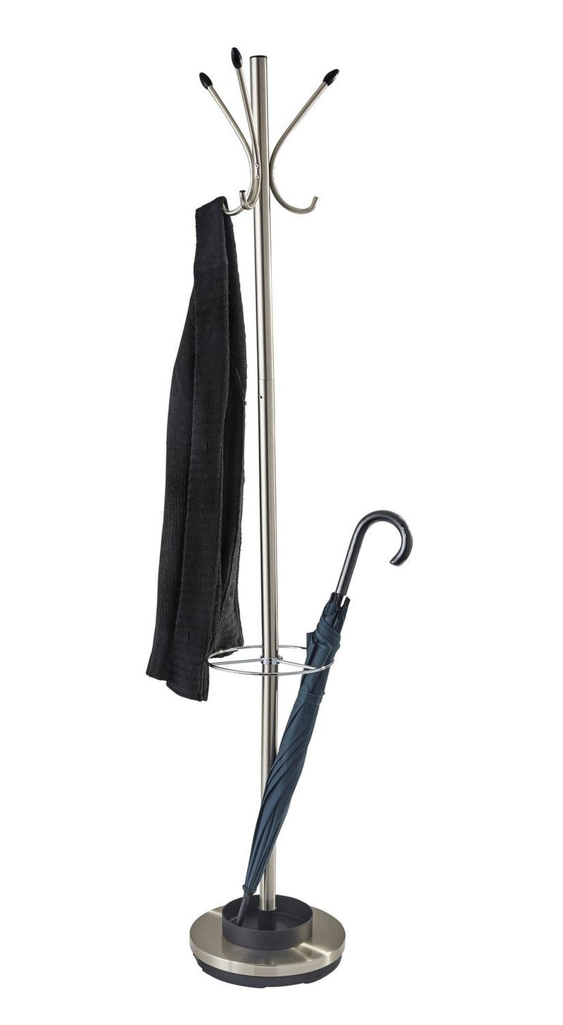 Adesso Home WK2058-22 Coat Rack, Brushed Steel W. Black Wood