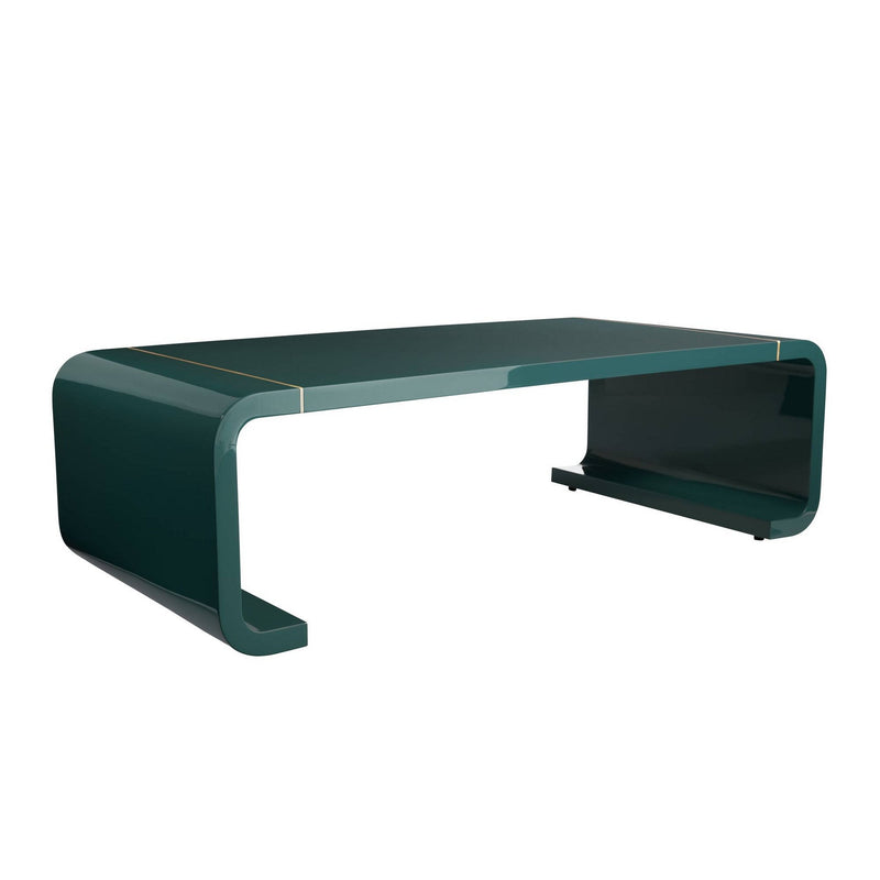 Arteriors FCS24 Coffee Table, Peacock/Antique Brass