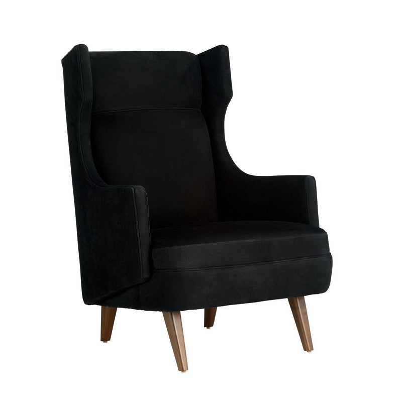 Arteriors FRU16 Chair, Noir Nubuck/Dark Walnut