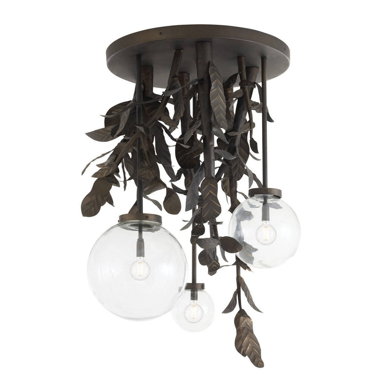 Arteriors GDDLC01 Three Light Chandelier, Bronze/Clear
