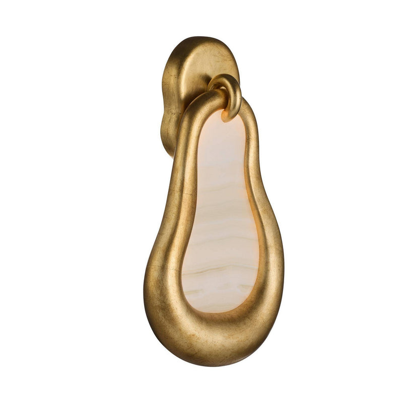 Arteriors GDDWC05 LED Wall Sconce, White/Antiqued Gold Leaf