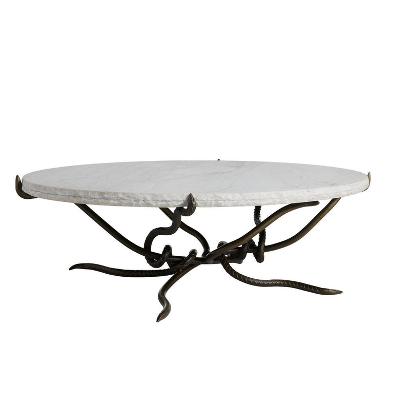Arteriors GDFCM01 Coffee Table, White Marble/Antique Bronze