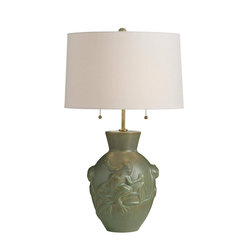 Arteriors GDPTC01-SH027 Two Light Table Lamp, Dark Moss/Antique Brass