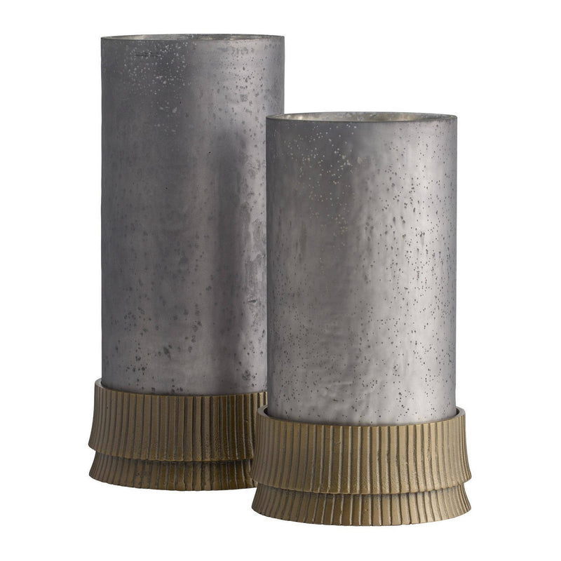 Arteriors ACI10 Hurricanes, Set of 2, Antique Brass/Matte Antique Mercury