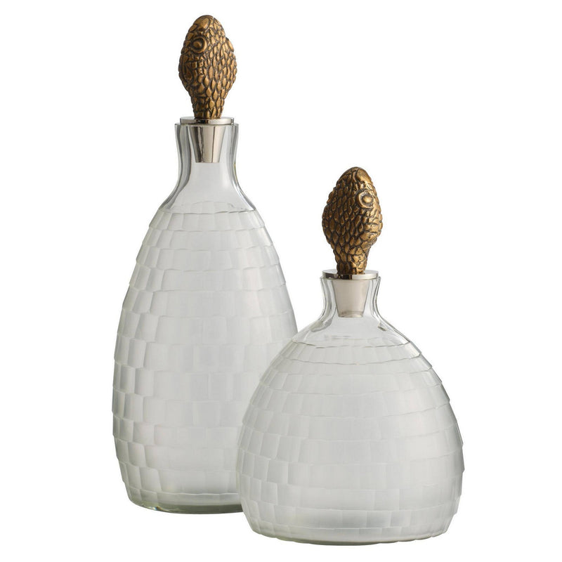 Arteriors ARI28 Decanters, Set of 2, Antique Brass/Frosted