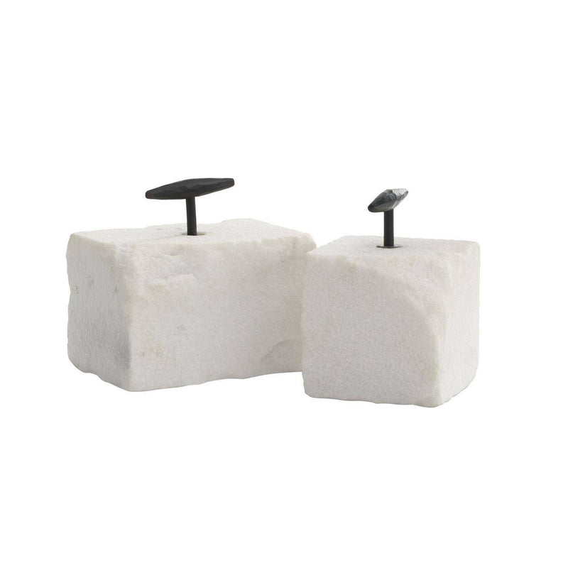 Arteriors ATI12 Bookends, Set of 2, White/Blackened Iron