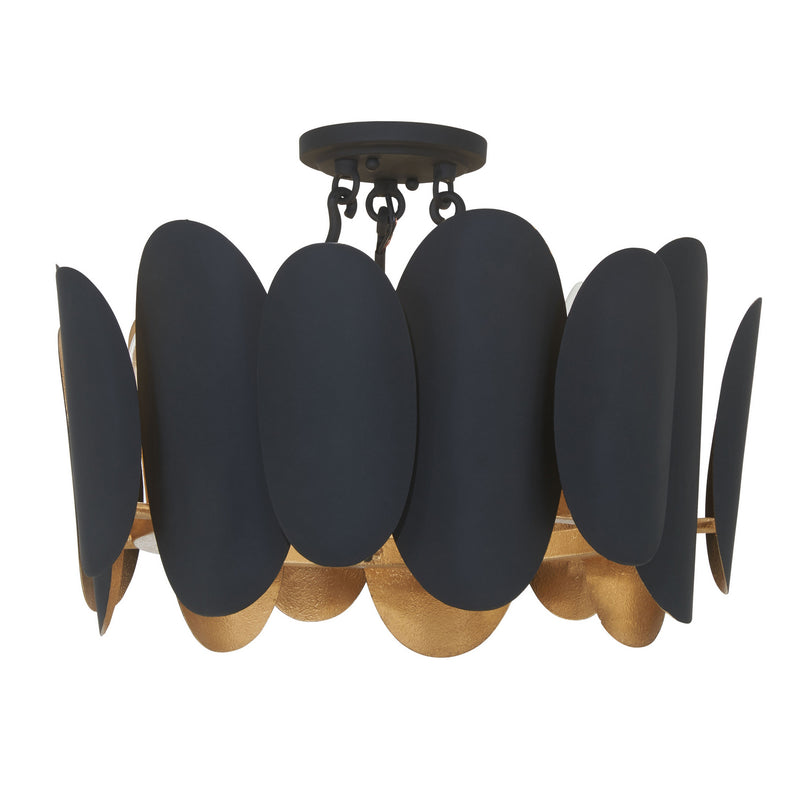Minka-Lavery 1417-897 Seven Light Semi Flush Mount, Dark Matte Black