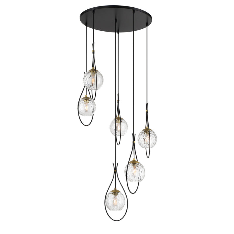 Minka-Lavery 1536-726 Six Light Pendant, Coal And Soft Brass