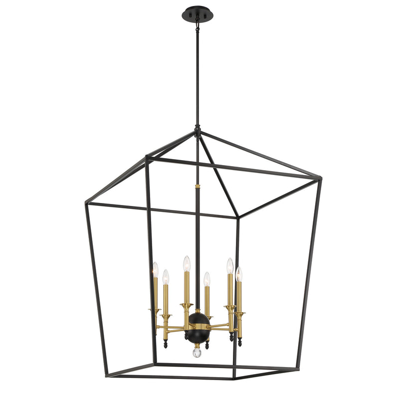 Minka-Lavery 2106-726 Six Light Pendant, Coal And Soft Brass
