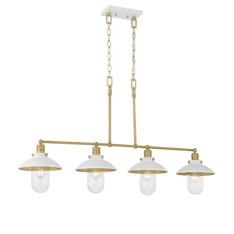 Minka-Lavery 5137-799 Four Light Island Pendant, White And Soft Brass