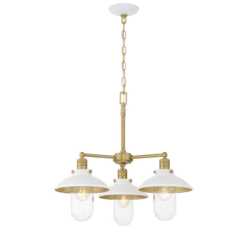 Minka-Lavery 5138-799 Three Light Chandelier, White And Soft Brass