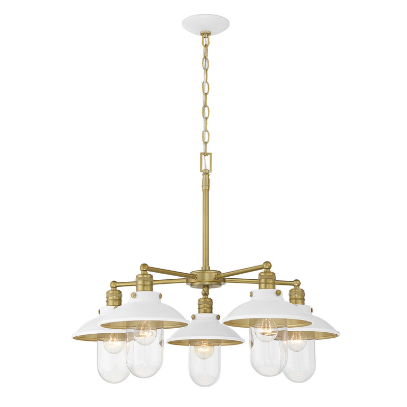 Minka-Lavery 5139-799 Five Light Chandelier, White And Soft Brass