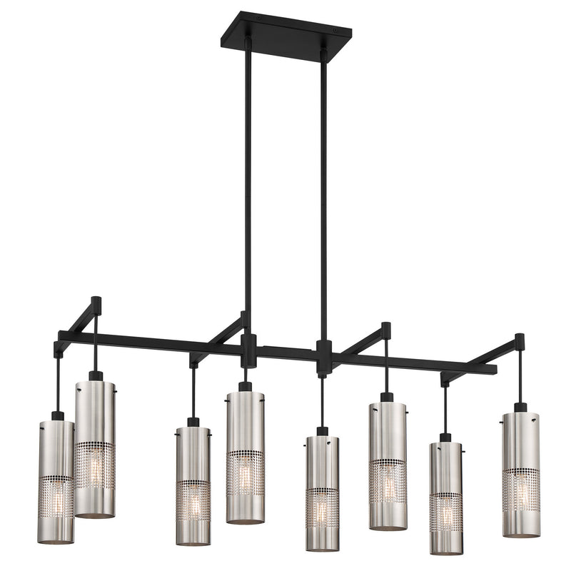 George Kovacs P1598-691 Eight Light Island Pendant, Brushed Nickel and Coal Highlights