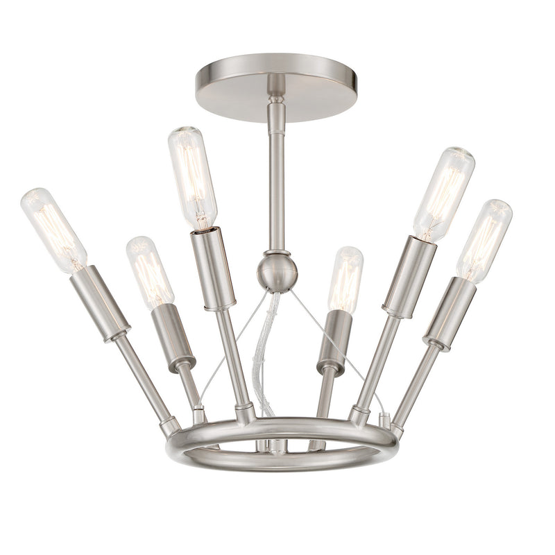 George Kovacs P1686-084 Six Light Semi Flush Mount, Brushed Nickel