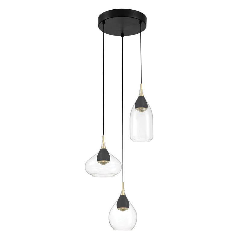 George Kovacs P5463-884-L LED Pendant, Coal And Brushed Gold