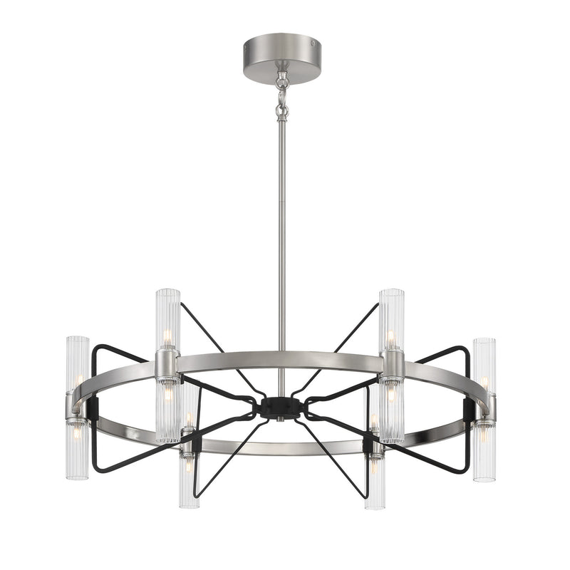George Kovacs P7872-420-L 12 Light Chandelier, Brushed Nickel With Sand Coal Highlights