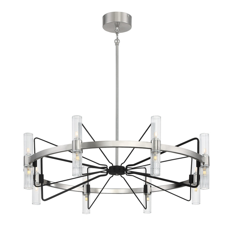 George Kovacs P7876-420-L 16 Light Chandelier, Brushed Nickel With Sand Coal Highlights