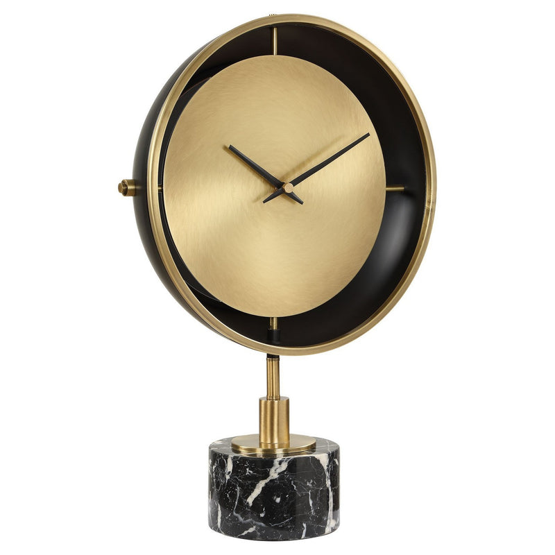 Uttermost 06107 Table Clock, Brushed Brass