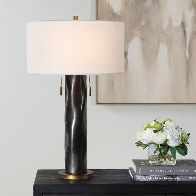 Uttermost 30741 Two Light Table Lamp, Antique Brass