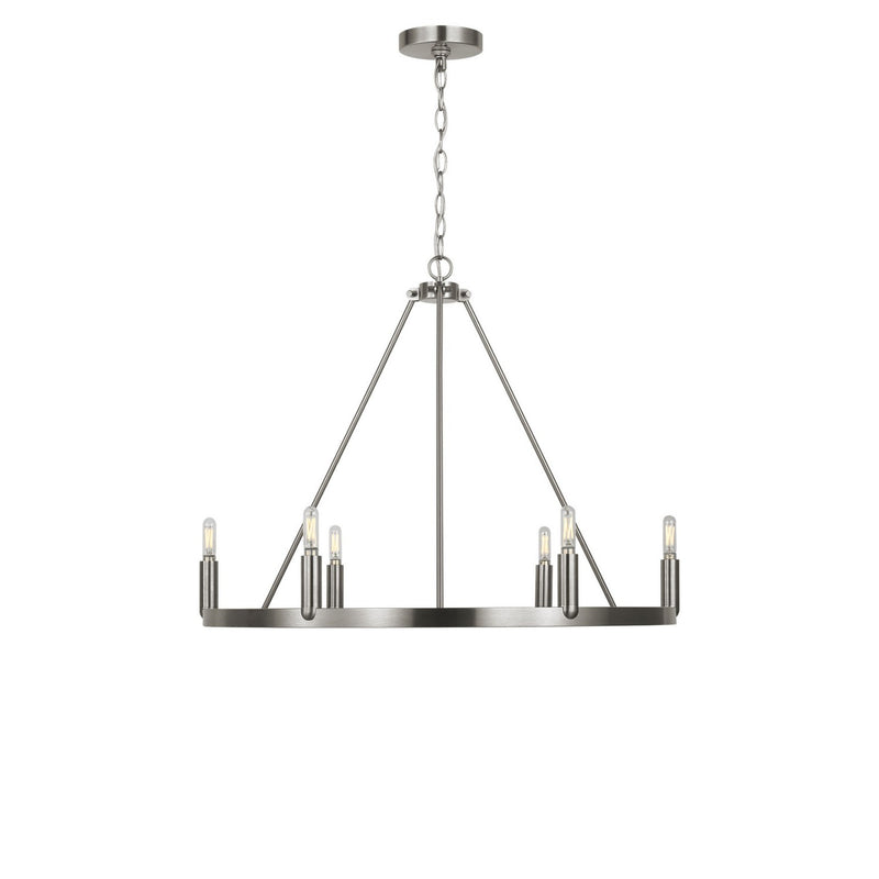 Generation Lighting GLC2016BNE Six Light Chandelier, Brushed Nickel