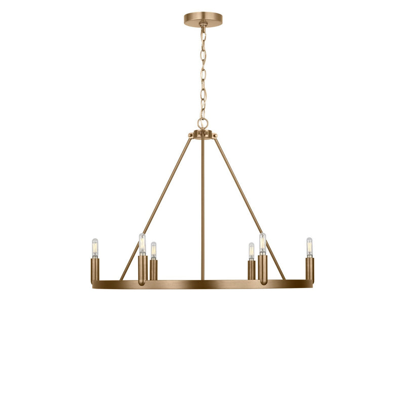 Generation Lighting GLC2016SBE Six Light Chandelier, Satin Brass