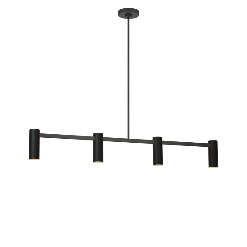 Generation Lighting GLC2074MBK Four Light Linear Chandelier, Midnight Black