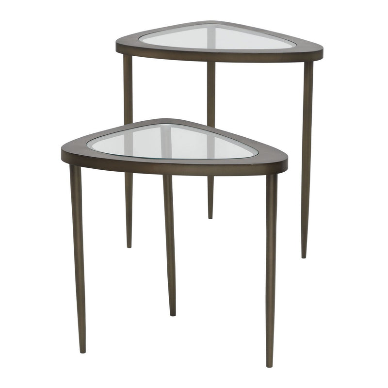 Uttermost 50346 Nesting Tables, S/2, Antiqued Brass