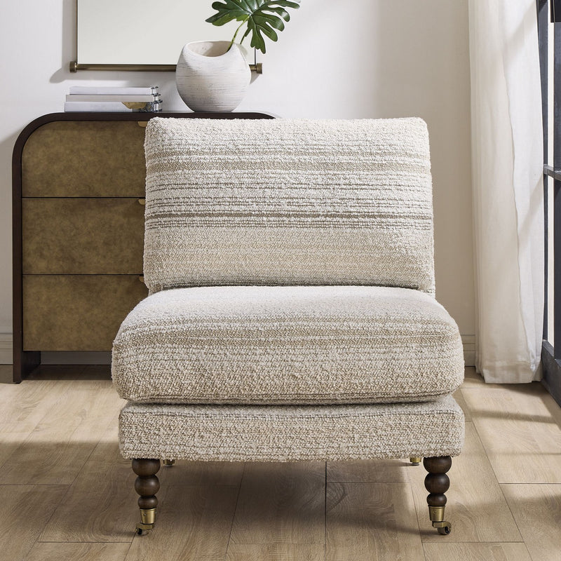 Uttermost 53081 Chair, Warm Walnut With Brass