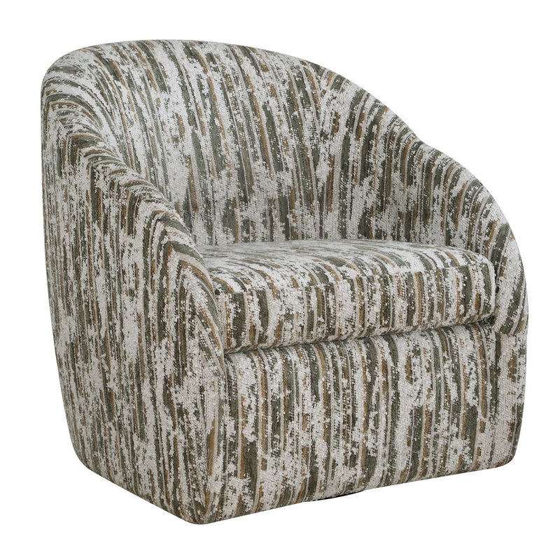 Uttermost 53118 Swivel Chair, Green, Caramel, And Ivory