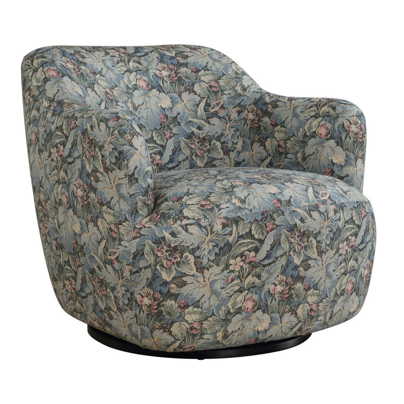 Uttermost 53141 Swivel Chair, Sage, Blue, And Blush
