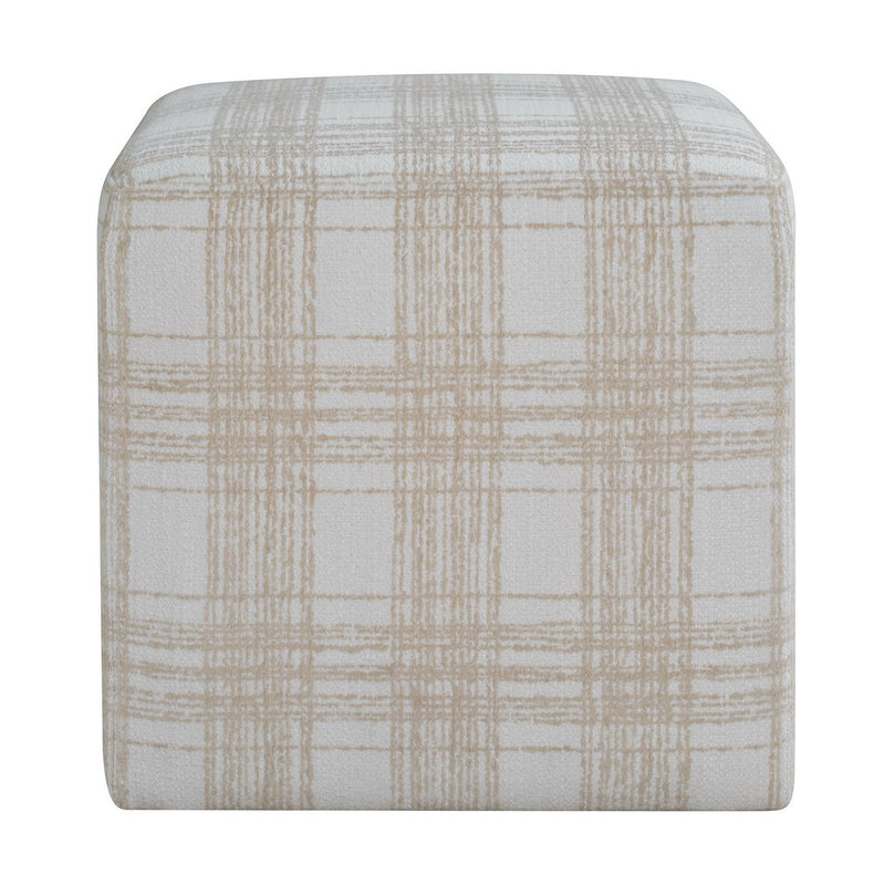 Uttermost 53147 Ottoman, Plush Chenille In Porcelain Plaid