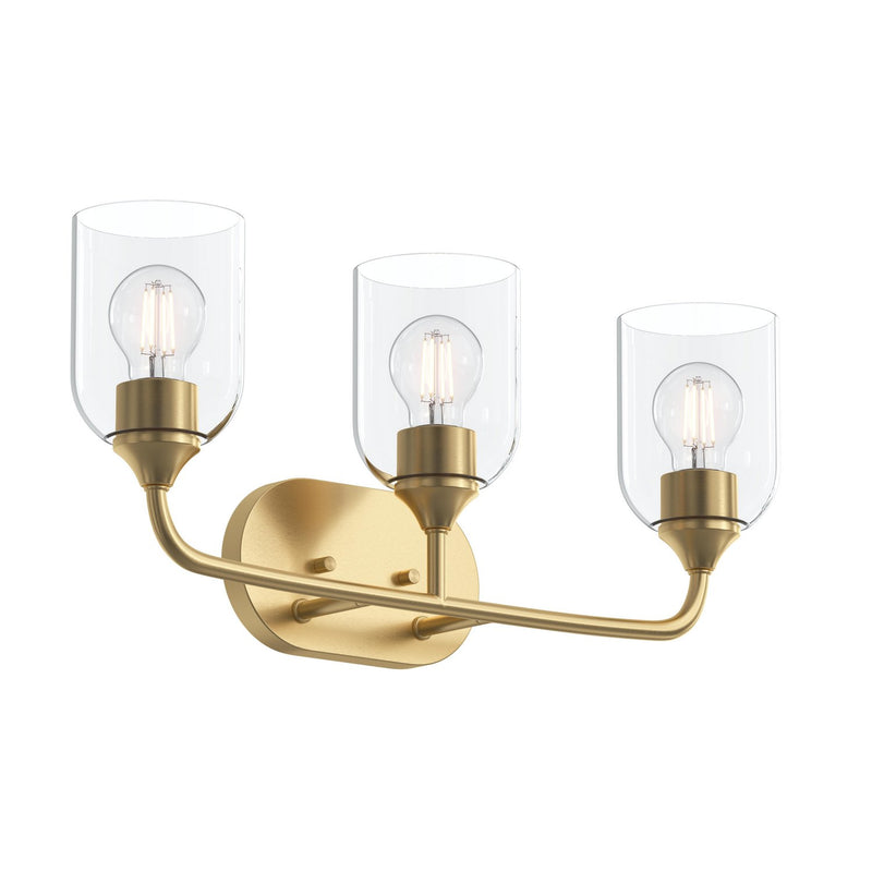 Progress Lighting P300573-191 Three Light Bath Vanity, Brushed Gold
